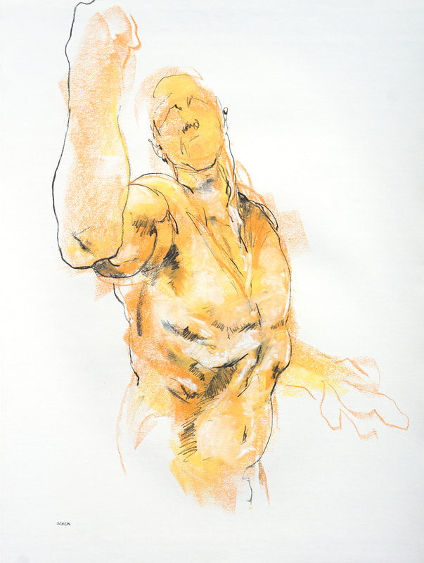 Yellow and gold figure by Derek Overfield